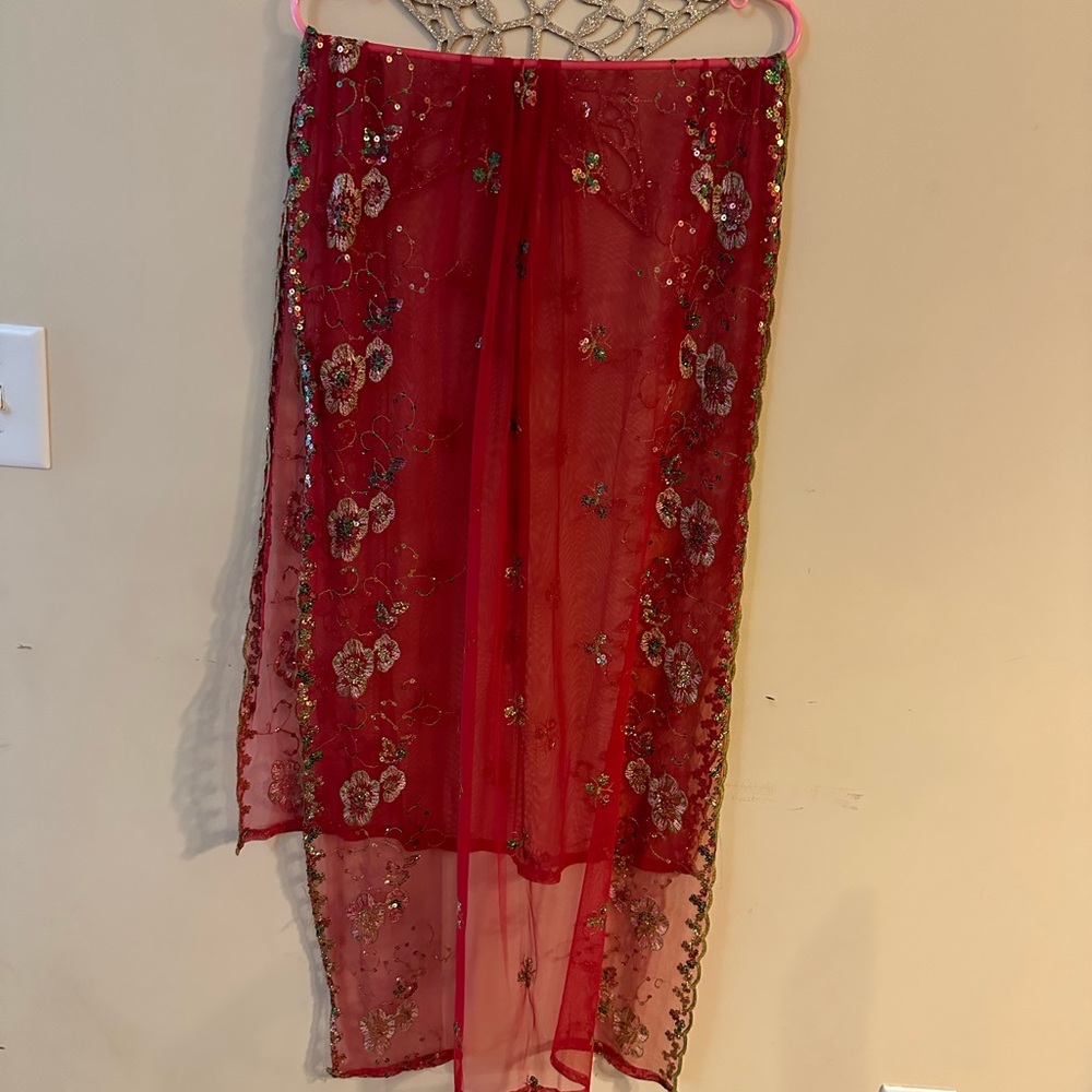 Maroon With Multi Colored Sequins Shawl - image 1